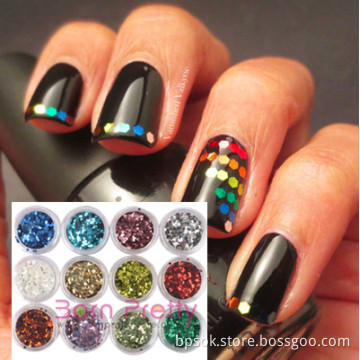 12 Colors Nail Art Shiny Hexagonal Glitter Powder Sheets Tips Tool